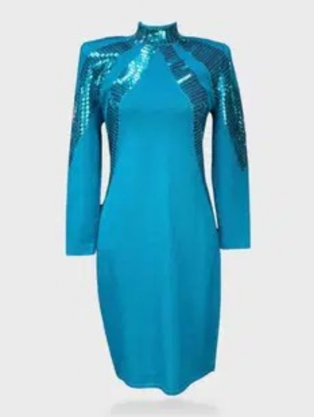 Vintage St John Knit Teal Sequin Dress Size 4